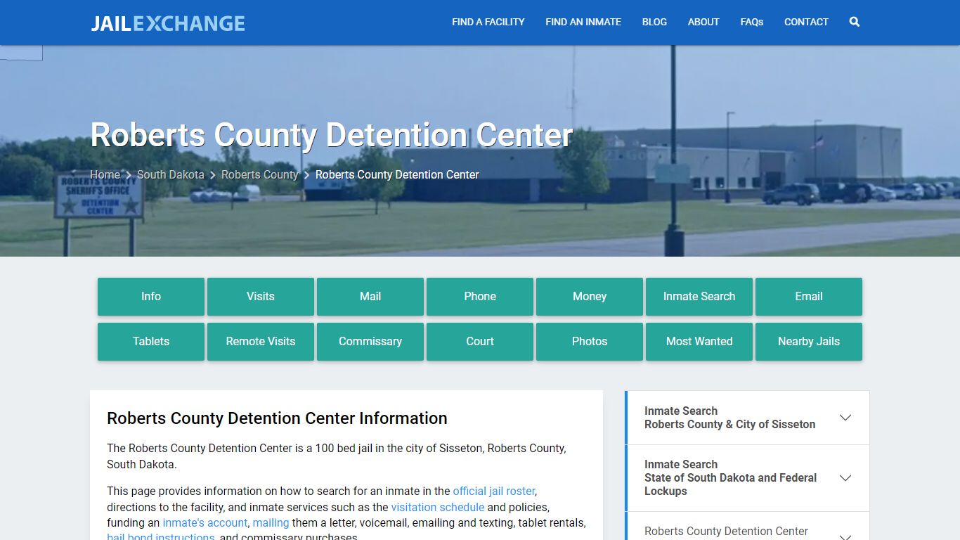 Roberts County Detention Center, SD Inmate Search, Information