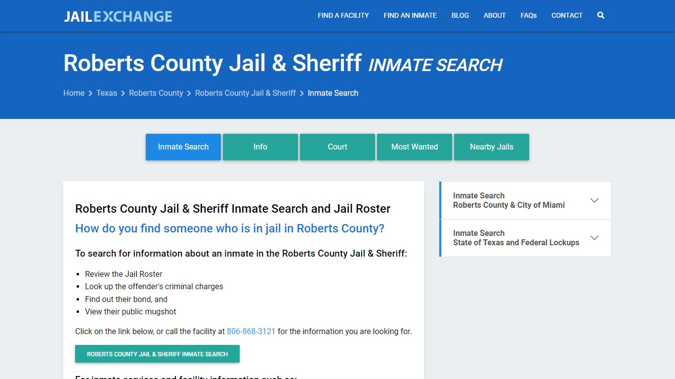Roberts County Jail & Sheriff Inmate Search - Jail Exchange