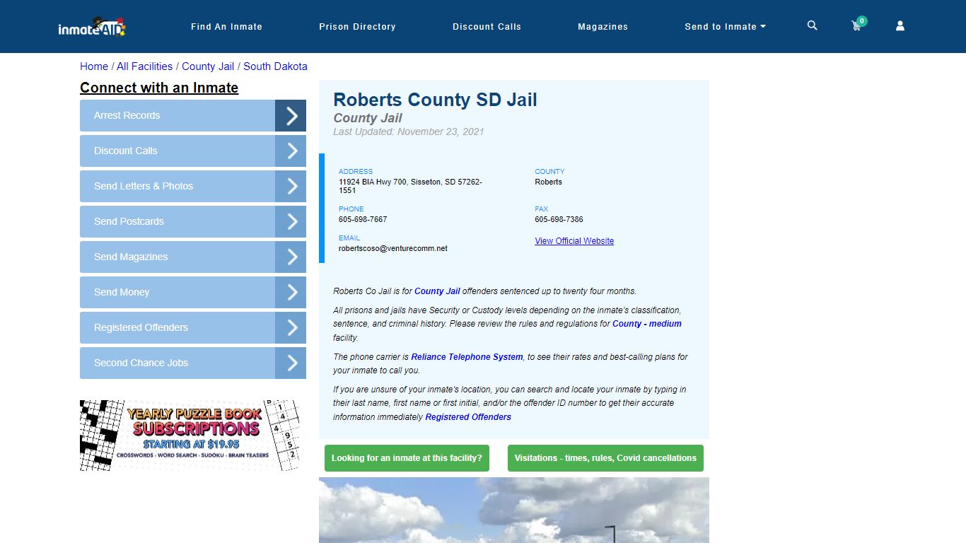 Roberts County SD Jail - Inmate Locator - Sisseton, SD
