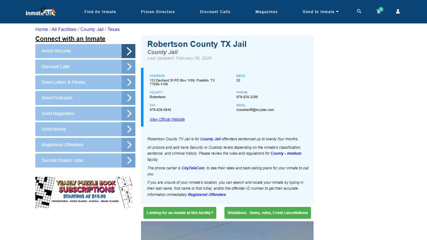 Robertson County TX Jail - Inmate Locator - Franklin, TX
