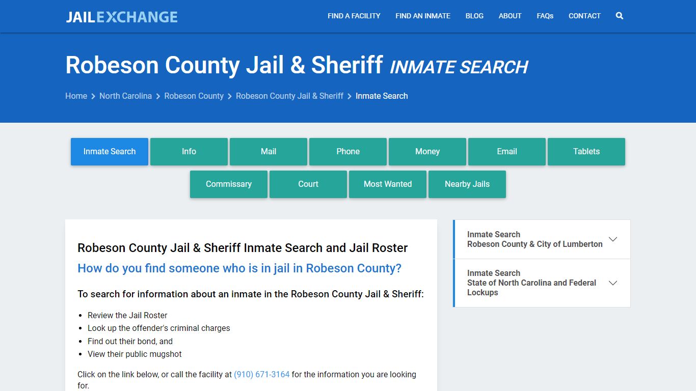 Inmate Search: Roster & Mugshots - Robeson County Jail & Sheriff, NC