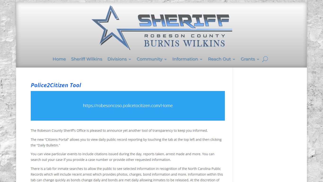 Police2Citizen Tool | Robeson County NC Sheriff's Office