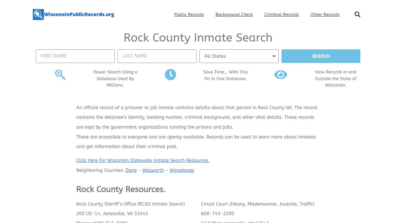 Rock County Inmate Search - RCSO Current & Past Jail Records