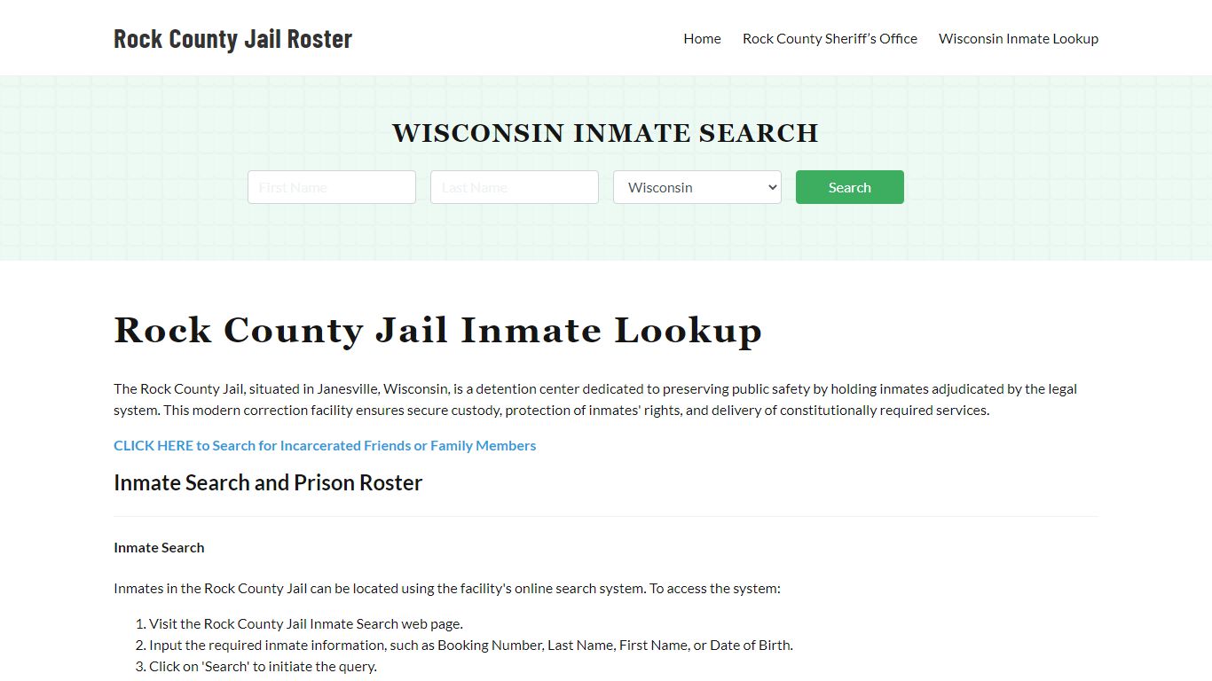 Rock County Jail Roster Lookup, WI, Inmate Search