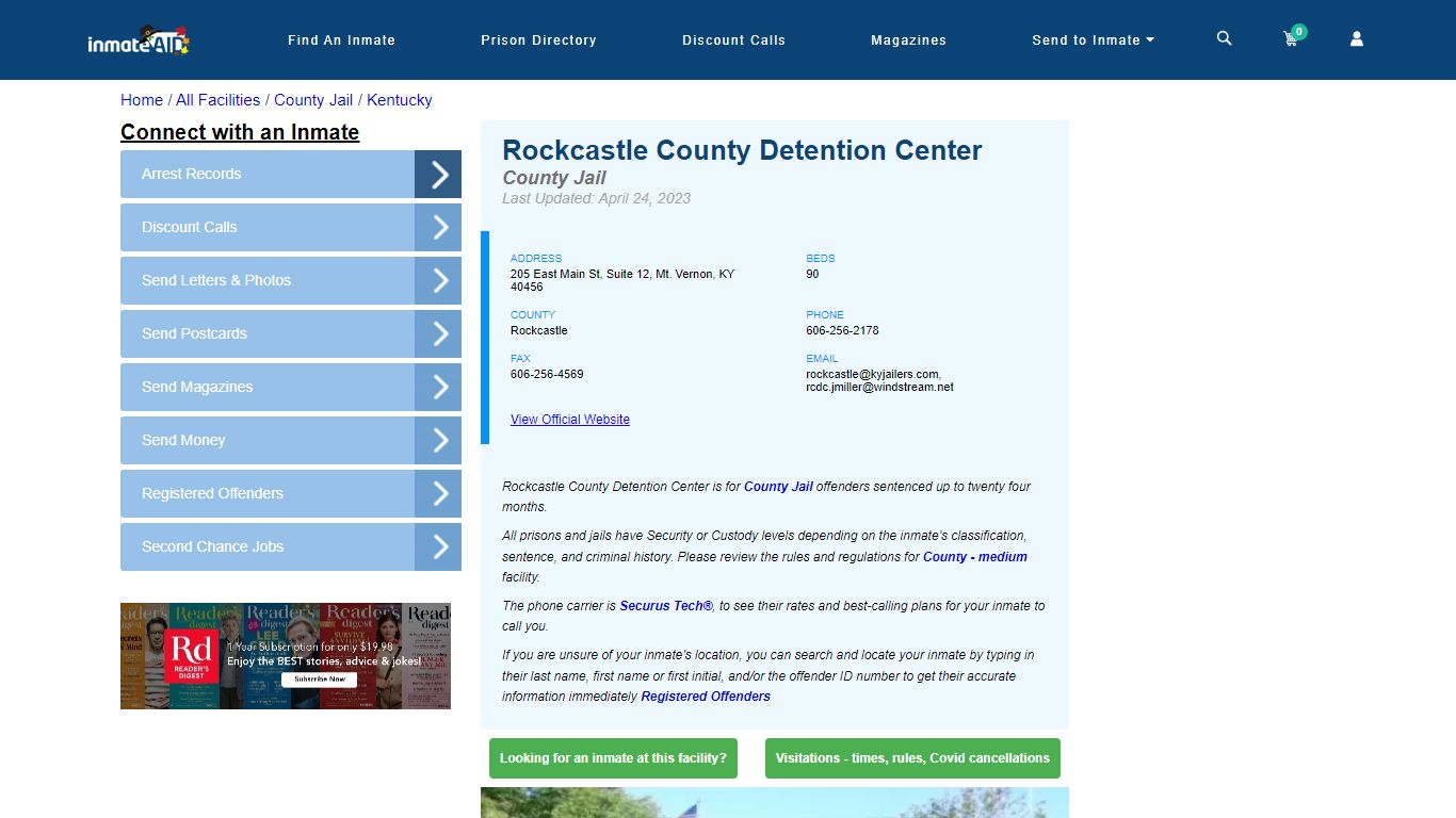 Rockcastle County Detention Center - Inmate Locator - Mt. Vernon, KY