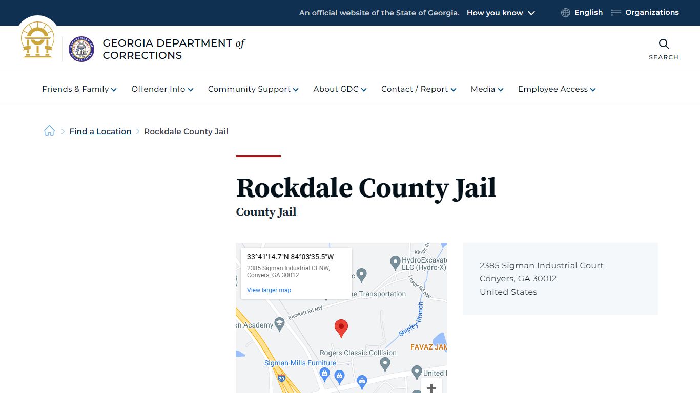Rockdale County Jail | Georgia Department of Corrections