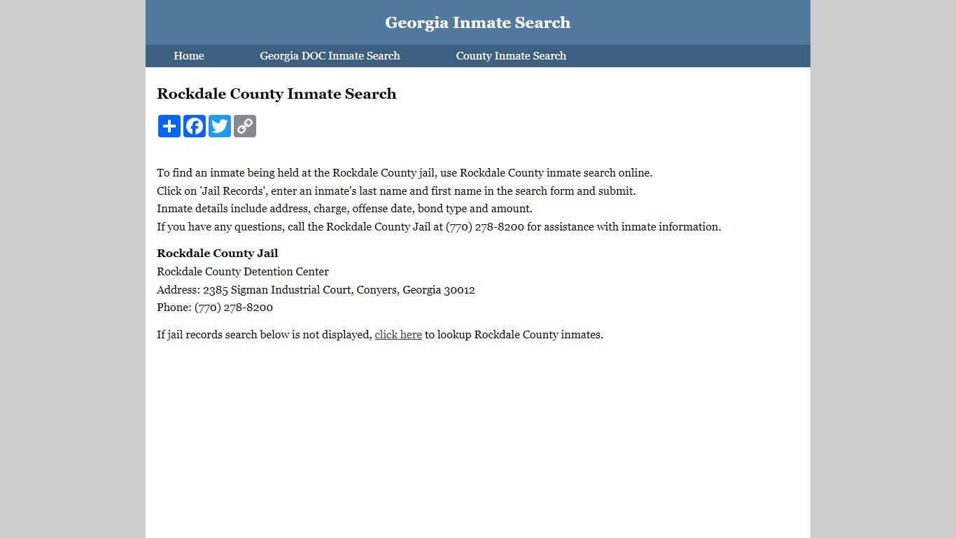 Rockdale County Inmate Search