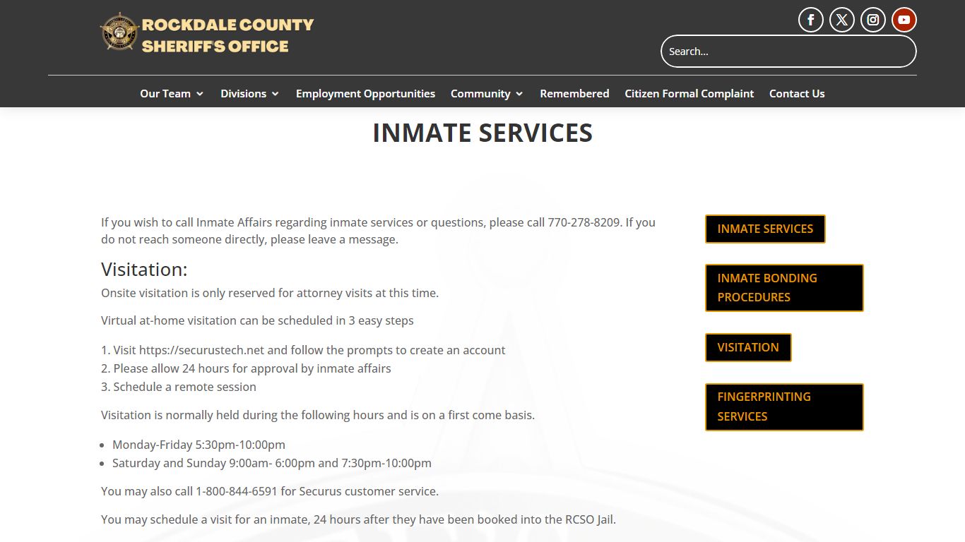 Inmate Services - Rockdale County Sheriff's Office