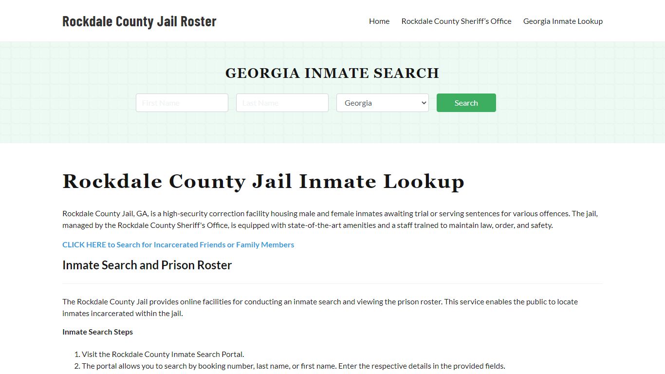 Rockdale County Jail Roster Lookup, GA, Inmate Search