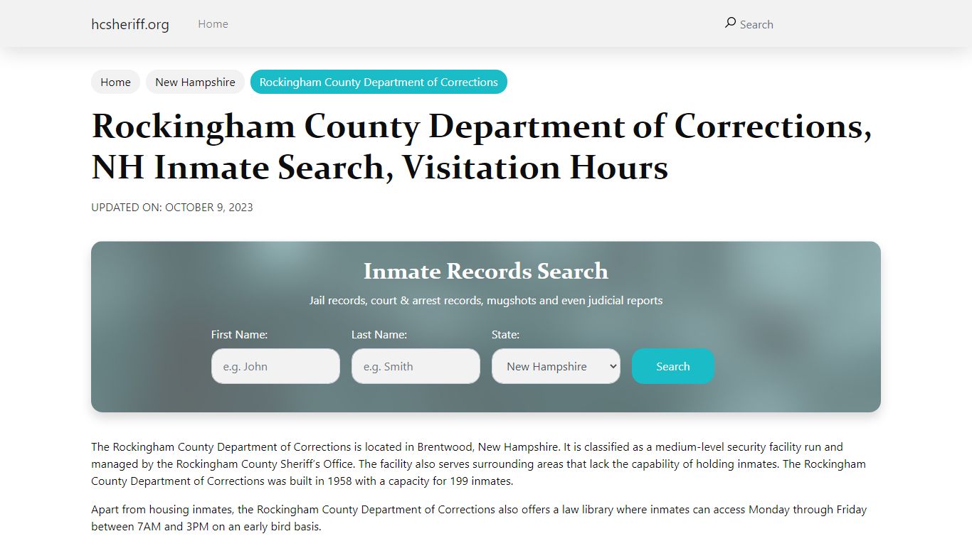 Rockingham County Department of Corrections, NH Inmate Search ...
