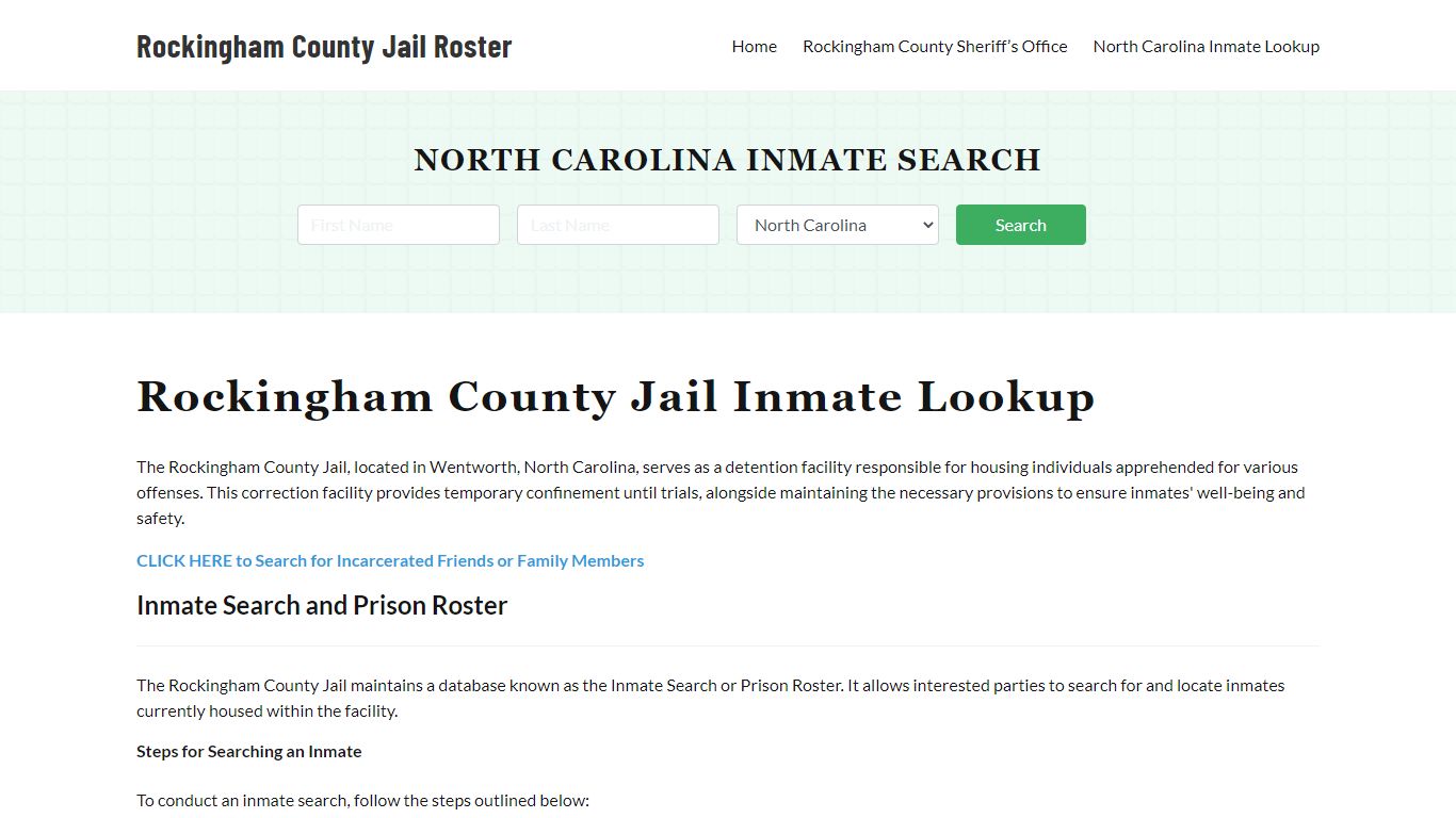 Rockingham County Jail Roster Lookup, NC, Inmate Search