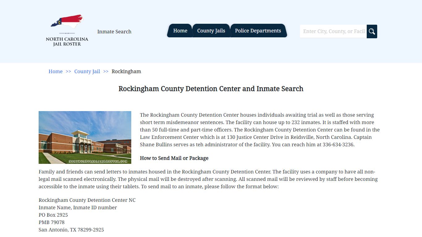 Rockingham County Detention Center and Inmate Search | North Carolina ...