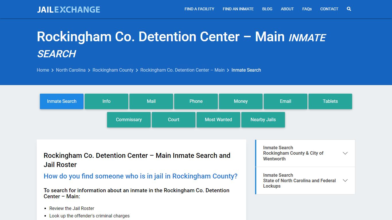 Rockingham Co. Detention Center – Main Inmate Search - Jail Exchange