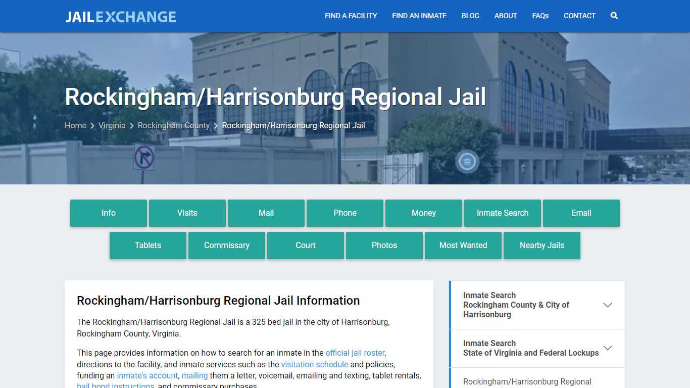 Rockingham/Harrisonburg Regional Jail, VA Inmate Search, Information
