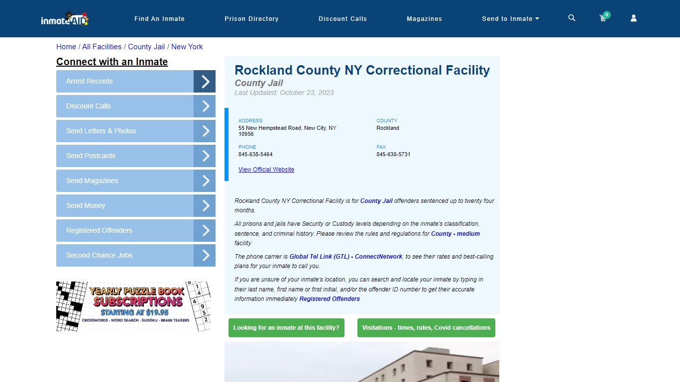 Rockland County NY Correctional Facility - Inmate Locator - New City, NY
