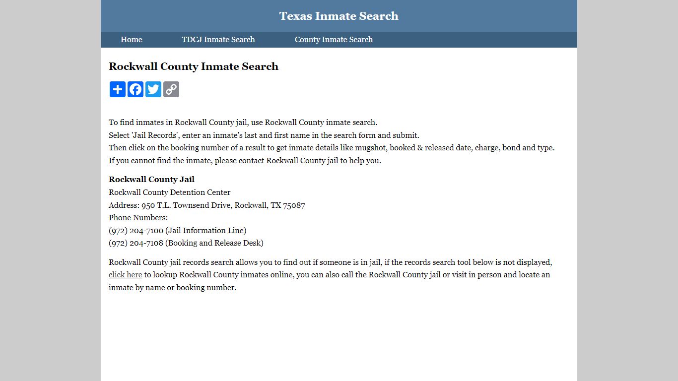 Rockwall County Inmate Search