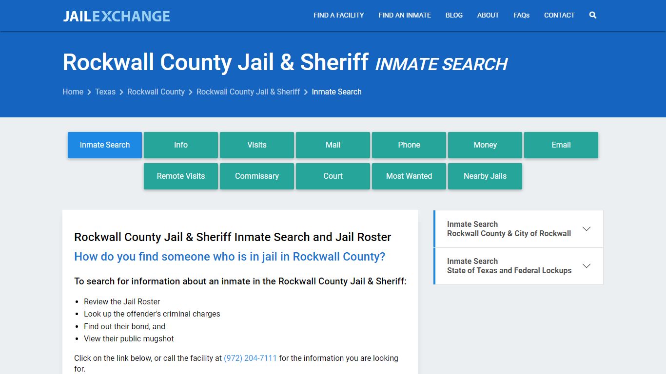 Rockwall County Jail & Sheriff Inmate Search - Jail Exchange