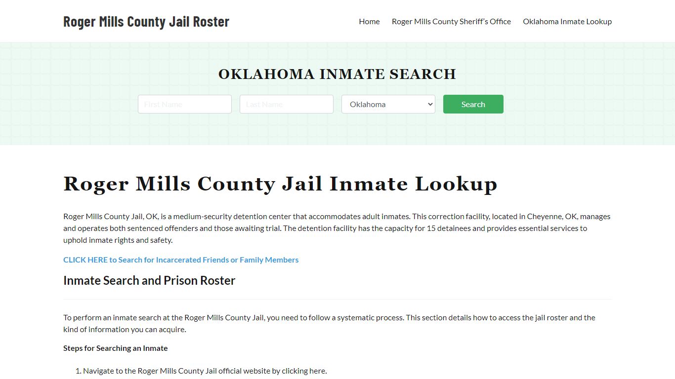 Roger Mills County Jail Roster Lookup, OK, Inmate Search