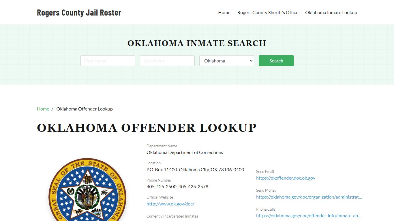 Oklahoma Inmate Search, Jail Rosters