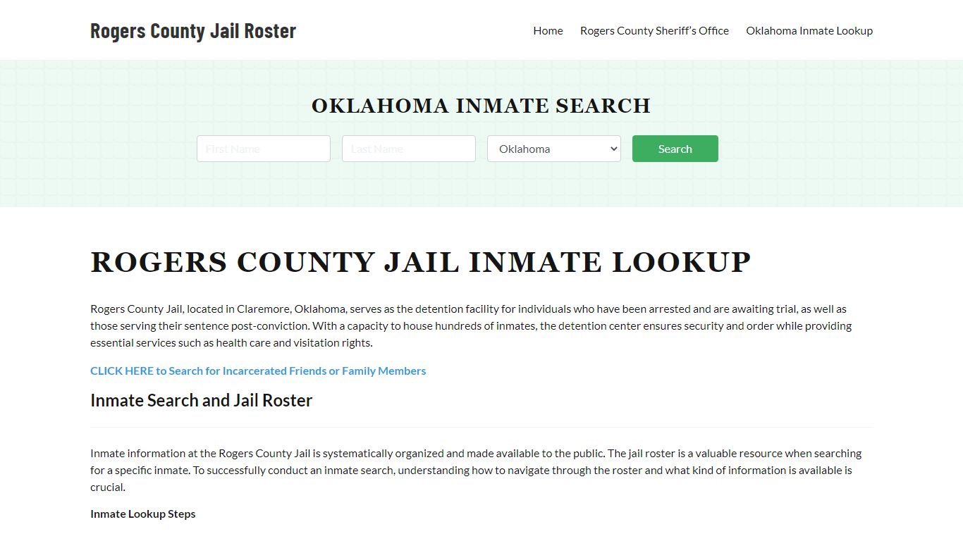 Rogers County Jail Roster Lookup, OK, Inmate Search