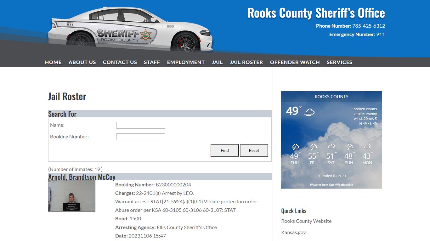 Jail Roster | Rooks County Sheriff