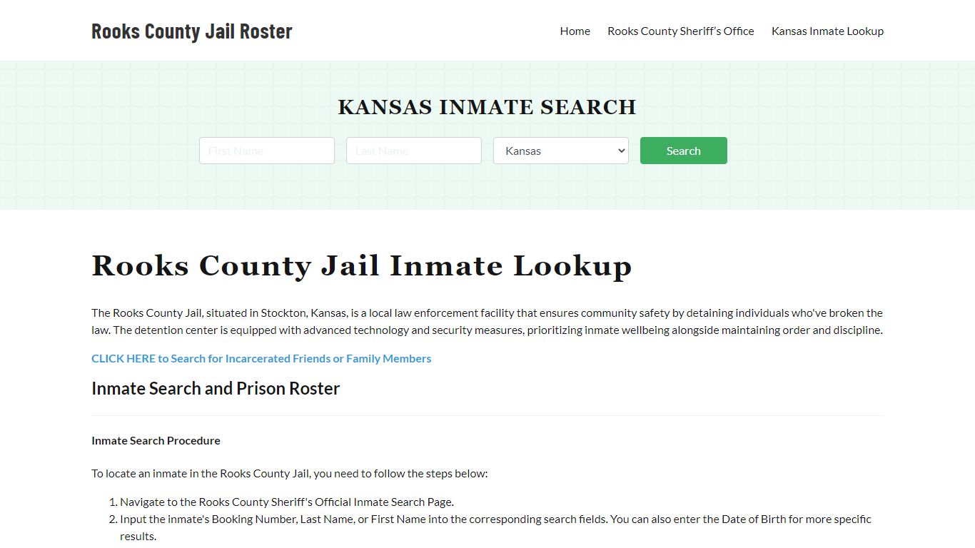 Rooks County Jail Roster Lookup, KS, Inmate Search