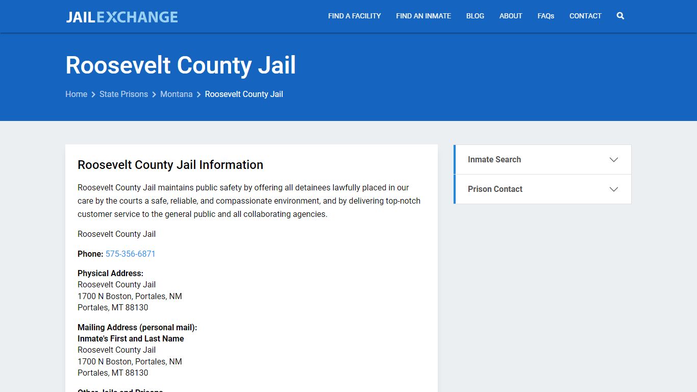 Roosevelt County Jail Inmate Search, MT - Jail Exchange