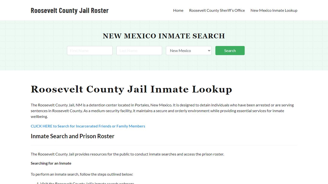 Roosevelt County Jail Roster Lookup, NM, Inmate Search