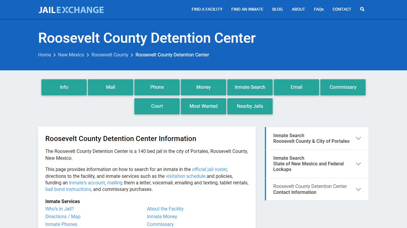 Roosevelt County Detention Center, NM Inmate Search, Information