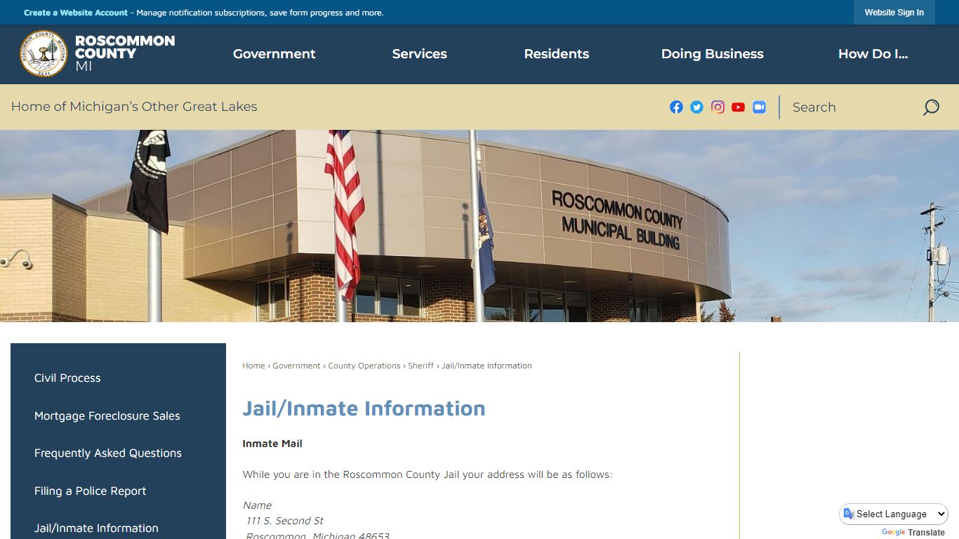 Jail/Inmate Information | Roscommon County, MI