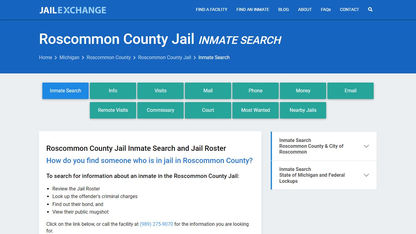 Inmate Search: Roster & Mugshots - Roscommon County Jail, MI