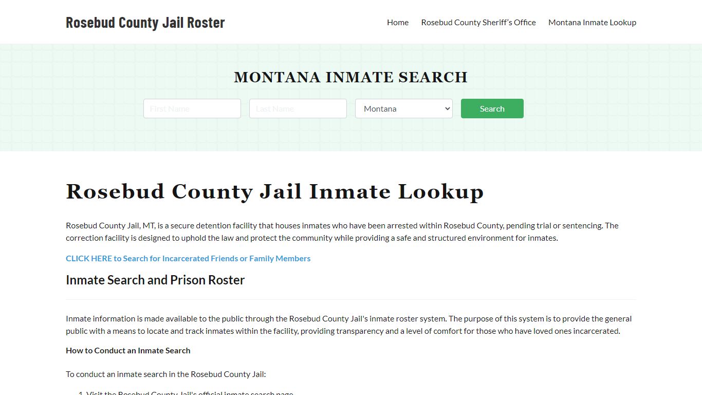 Rosebud County Jail Roster Lookup, MT, Inmate Search