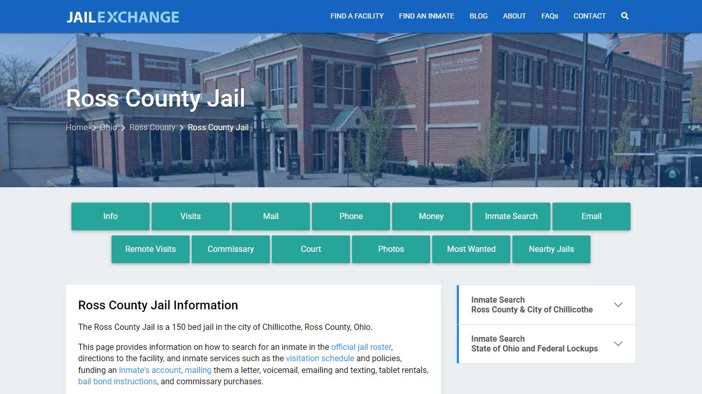 Ross County Jail, OH Inmate Search, Information