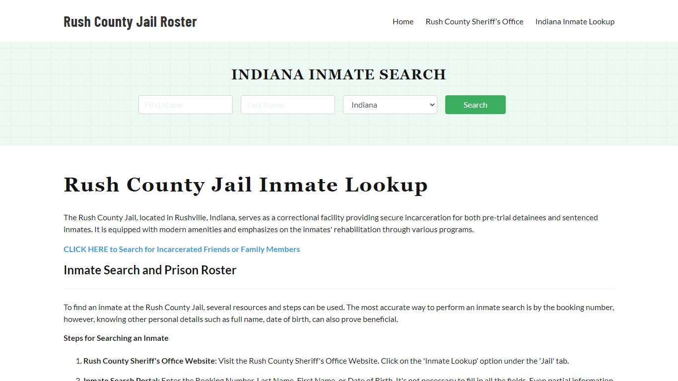 Rush County Jail Roster Lookup, IN, Inmate Search