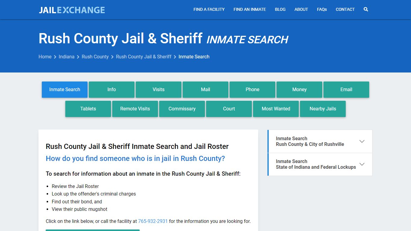 Rush County Jail & Sheriff Inmate Search - Jail Exchange