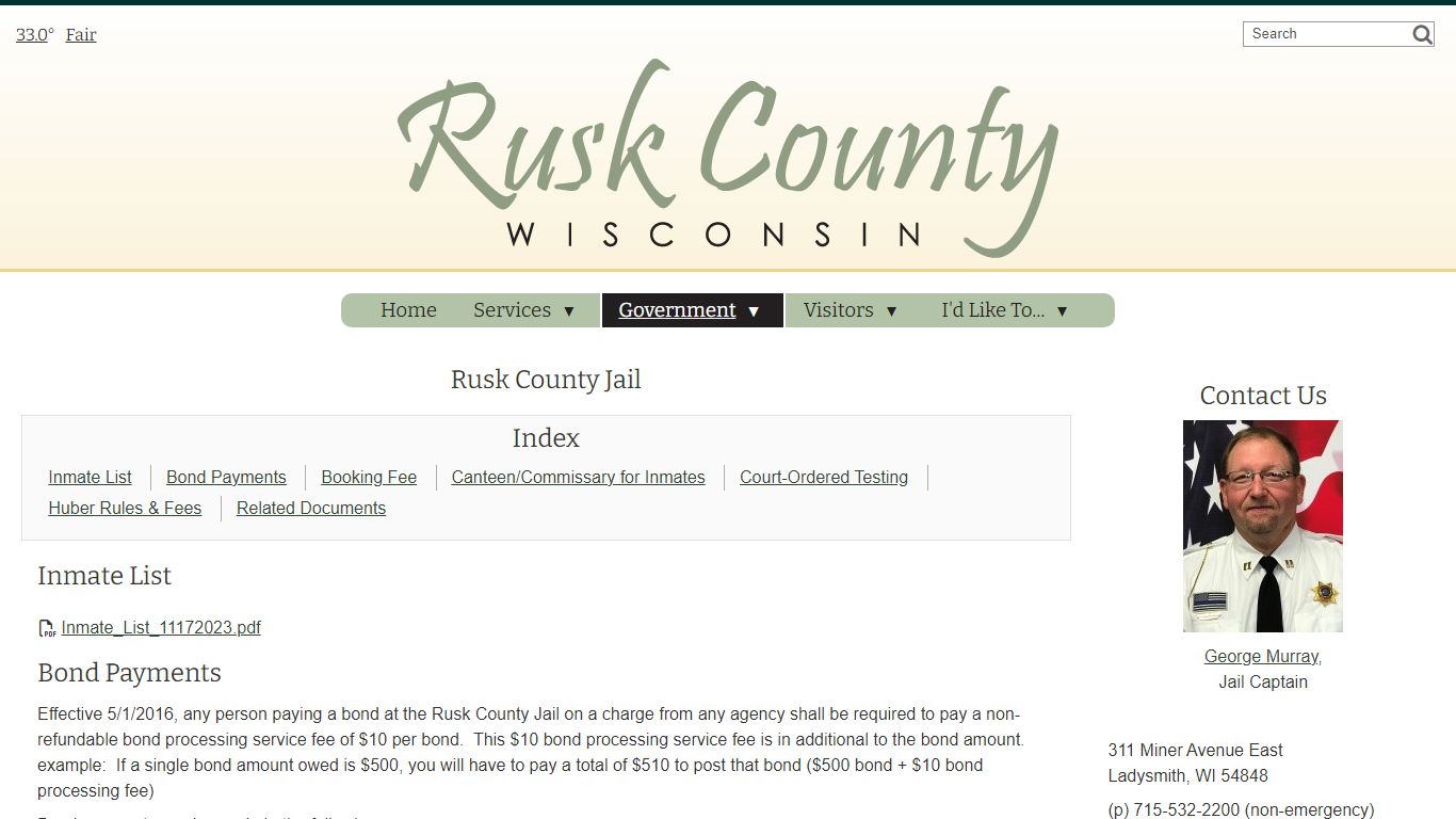 Jail - Rusk County, WI