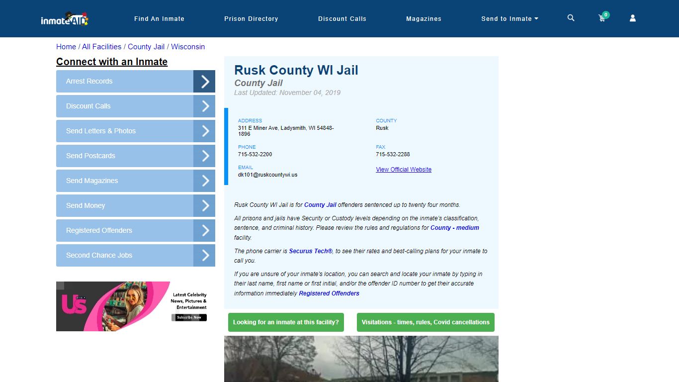 Rusk County WI Jail - Inmate Locator - Ladysmith, WI