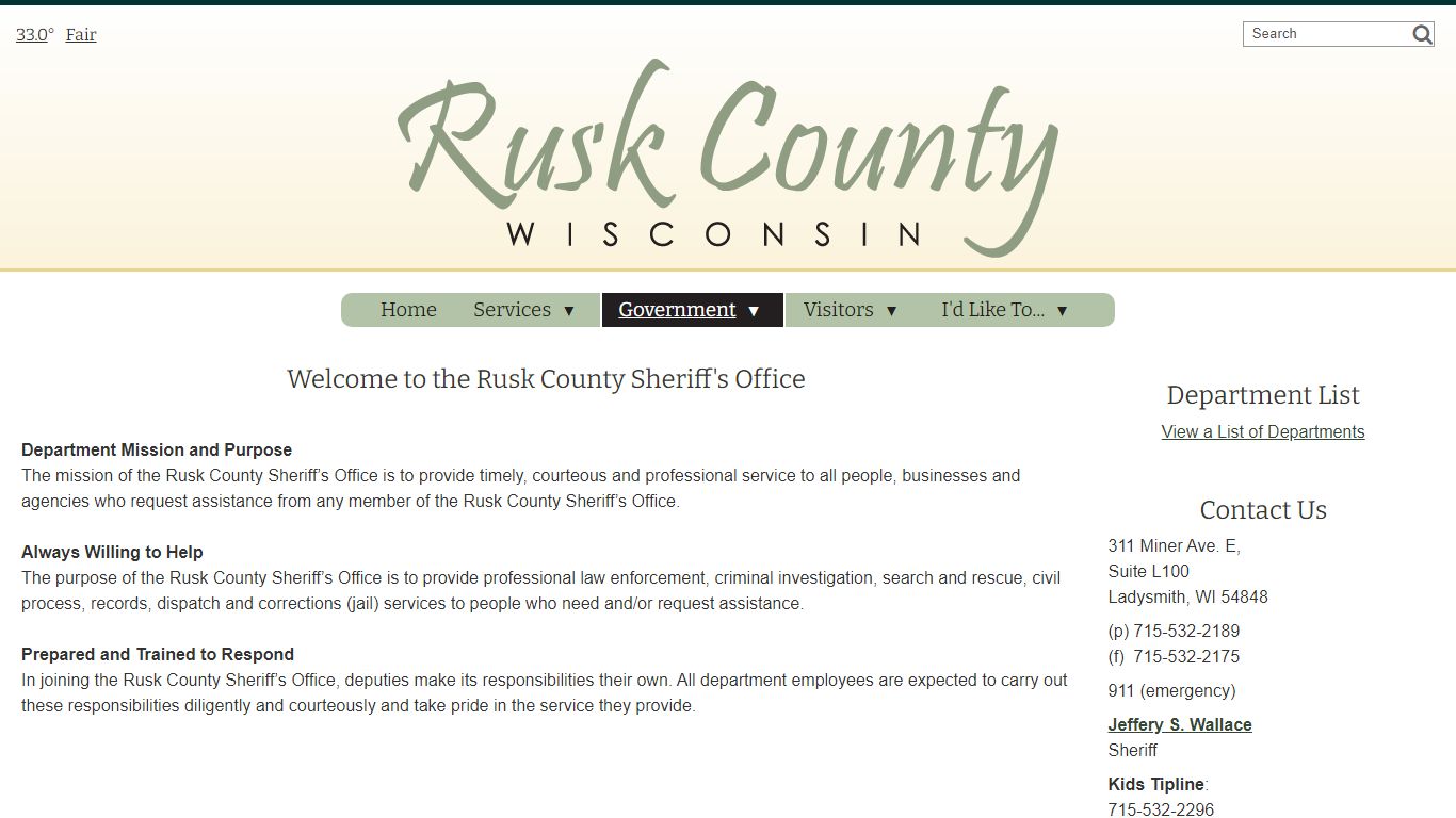 Sheriff - Rusk County, WI