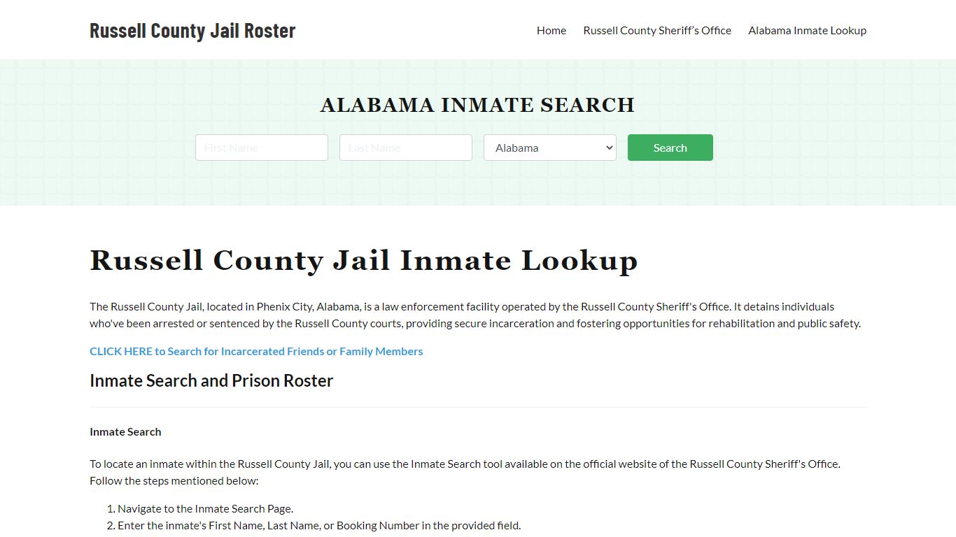Russell County Jail Roster Lookup, AL, Inmate Search