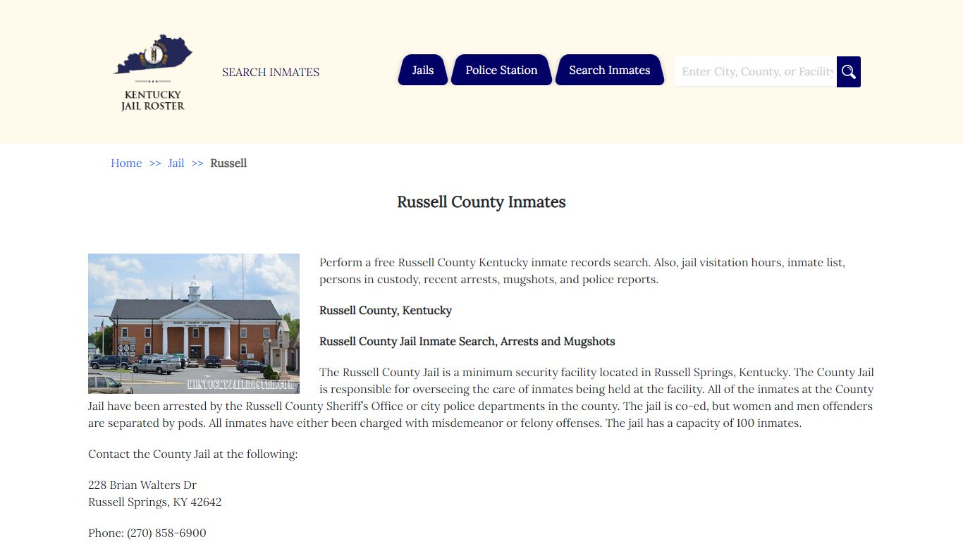 Russell County Inmates | Jail Roster Search