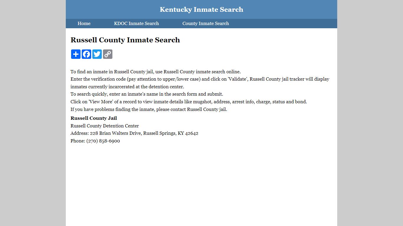 Russell County Inmate Search