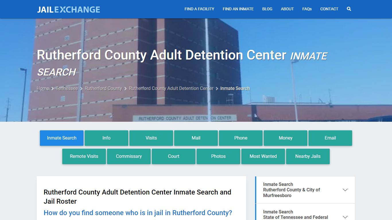 Rutherford County Adult Detention Center Inmate Search