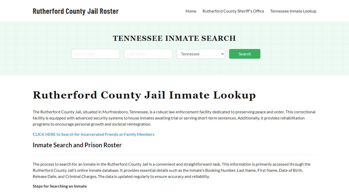 Rutherford County Jail Roster Lookup, TN, Inmate Search
