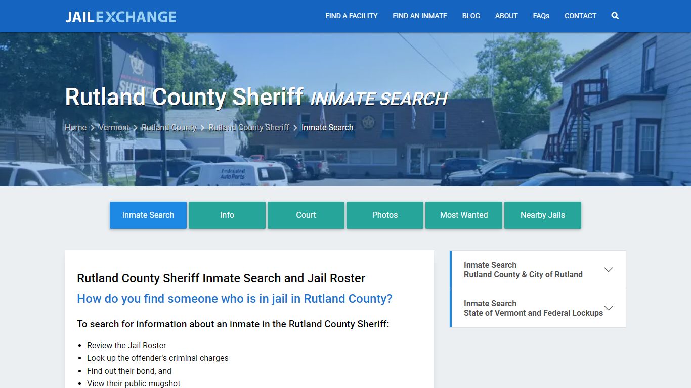 Rutland County Sheriff Inmate Search - Jail Exchange