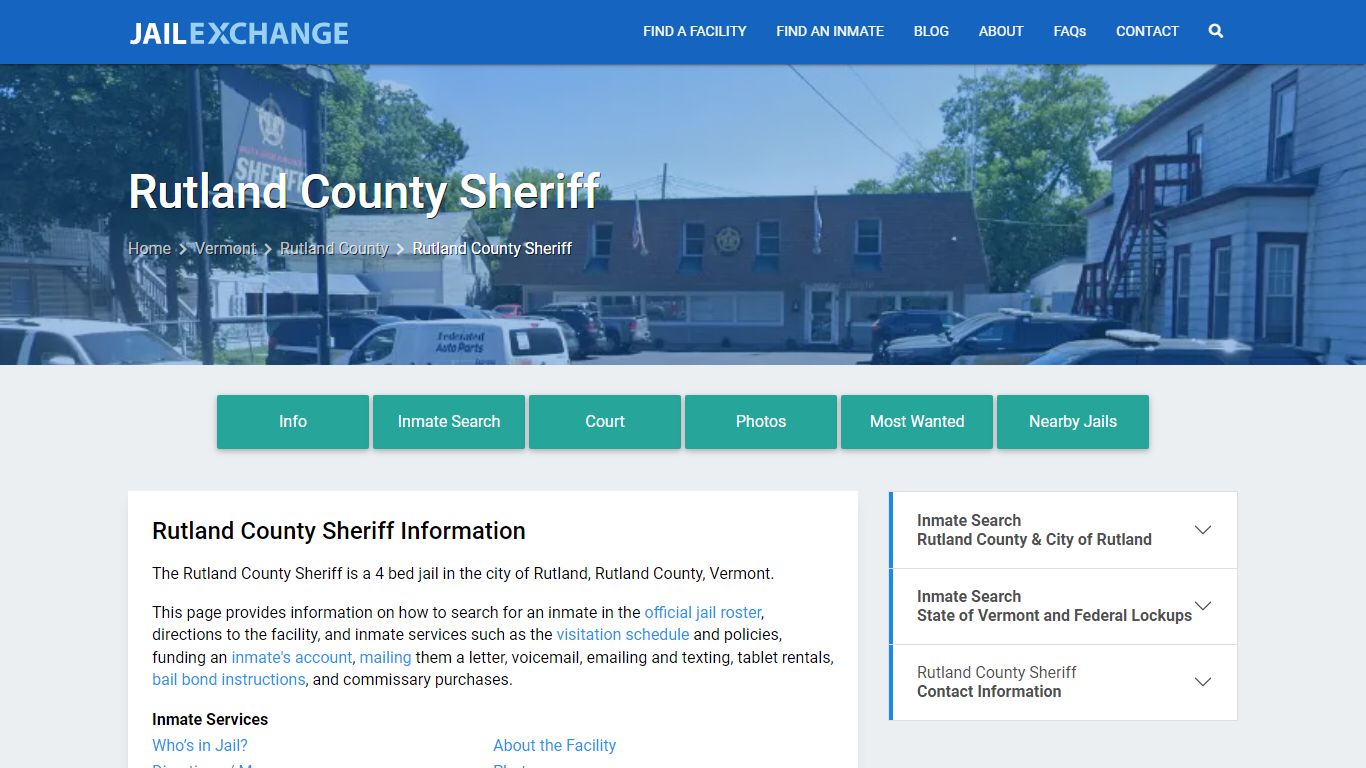 Rutland County Sheriff, VT Inmate Search, Information - Jail Exchange