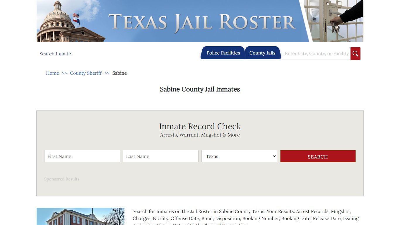 Sabine County Jail Inmates | Jail Roster Search