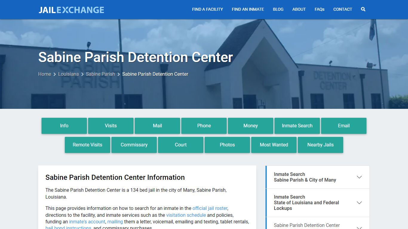 Sabine Parish Detention Center, LA Inmate Search, Information