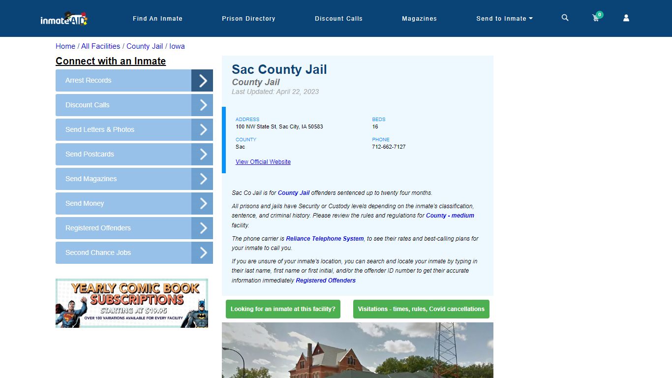 Sac County Jail - Inmate Locator - Sac City, IA