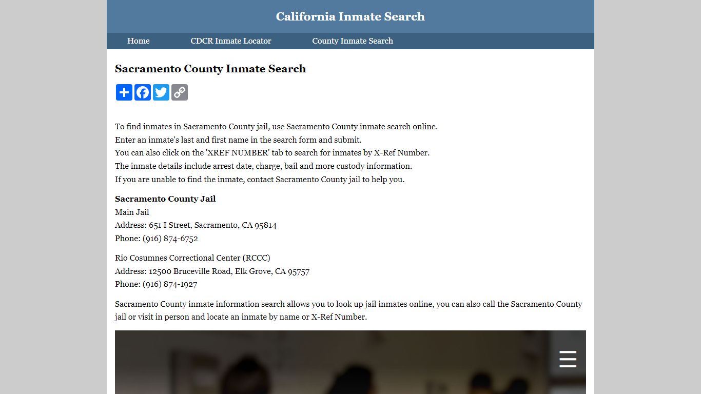 Sacramento County Inmate Search - California Inmate Search