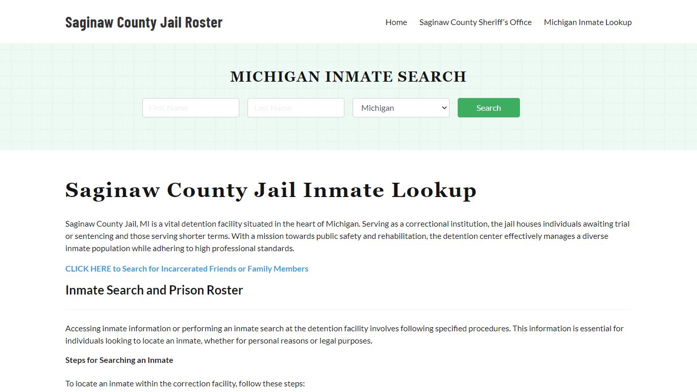 Saginaw County Jail Roster Lookup, MI, Inmate Search